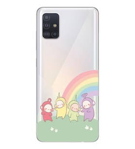 Samsung Galaxy A51 Uyumlu Teletubbies Desenli Şeffaf Telefon Kılıfı