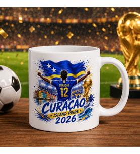 BK Gift Curaçao Taraftar Temalı 2026 Dünya Kupası Tasarımlı Beyaz Kupa Bardak