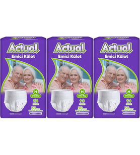 Actual Emici Külot Yetişkin Bezi M - Medium - Orta (Islaklık Göstergeli) 90 Adet
