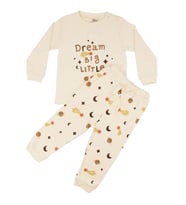 Erkek Çocuk Ekru Dream Yıldızlı Baskılı Pijama Takımı