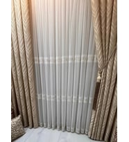 NİVEMESHOME VERONA 2048 GOLD ÇİÇEKLİ 1/3 PİLELİ TÜL PERDE