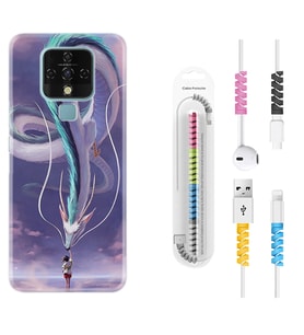 Tecno Camon 16 18P Pova 3 Pova Neo Kılıf Kablo Koruma Spiral Silikon Kız ve Ejderha 1742