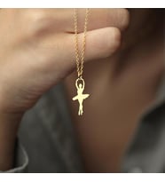 Kişiye Özel Balerin Figürlü Zarif Kolye 925K Gümüş (Gold)