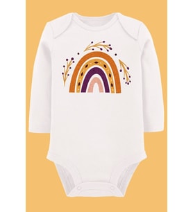 Organik Baskılı Pamuklu Unisex Bebek Body UZUNE211