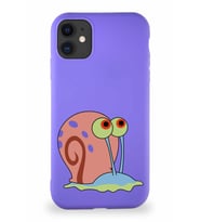 Apple iPhone 11 Soft Premier Kapak Salyangoz Gary Tasarımlı Silikon Kılıf - Mor (Şeffaf)