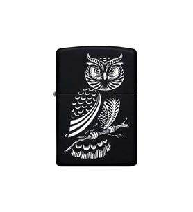 Baykuş Desenli Kişiye Özel İsimli Zippo Model Çakmak Benzinli Siyah Metal  Çakmak