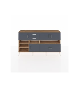Arges Konsol 7 Raflı 3 Çekmeceli 4 Kapaklı 176x30x99 Çam-Antrasit