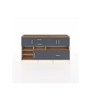 Arges Konsol 7 Raflı 3 Çekmeceli 4 Kapaklı 176x30x99 Çam-Antrasit