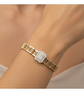 XUPING JEWELRY 14 Ayar Altın Kaplama, Baget Zirkon Taşlı Bileklik