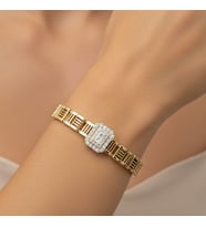 XUPING JEWELRY 14 Ayar Altın Kaplama, Baget Zirkon Taşlı Bileklik