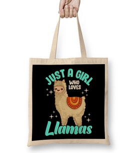 Funny Just A Girl Who Loves Llamas Cute Llama Bez Çanta Uzun Saplı