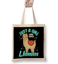 Funny Just A Girl Who Loves Llamas Cute Llama Bez Çanta Uzun Saplı