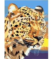 Leopar 2 Sayılarla Boyama Seti 50x65 cm (Tuvale Gerili)