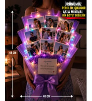 Kişiye Özel Fotoğraf Buketi Led Işıklı Premium Hediye 9 Adet Fotoğraf Baskılı Anı Buketi - Sevgiliye Hediye - Anneye Hediye - Arkadaşa Hediye - Doğum Günü Hediyesi