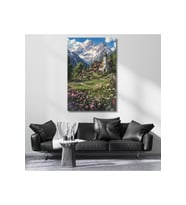 Kanvas Tablo Hd Dijital Baskı Karlı Dağlardaki Ev Salon Tablosu Modern Tablo
