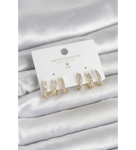 Gold Renk Pirinç Zirkon Taşlı Kadın Küpe - Tj-Bkp11648