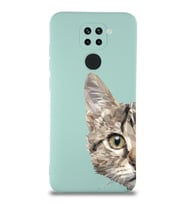 Xiaomi Redmi Note 9 Uyumlu Lansman Kılıf Catface Tasarımlı İçi Kadife Kapak-Turkuaz (Şeffaf)