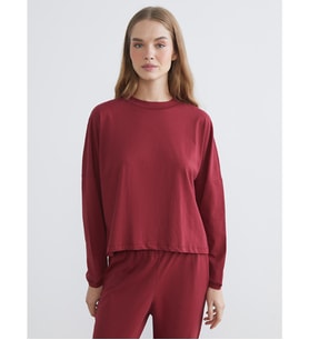 LCW Young Bordo Bisiklet Yaka Kadın Pijama Takımı