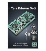 20 Parça Profesyonel Metrik Ters Kılavuz ve Pafta Seti M3-M12 - Hassas Diş Açma ve Onarım Takımı
