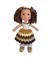 Kahve Kıvırcık Saçlı Karnaval Bebek Amigurumi Organik Oyuncak