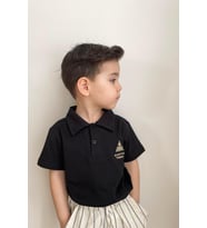 Nakışlı Polo Yaka T-shirt Siyah
