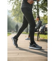 Enoch Erkek Siyah Akıllı Bağcıklı Yürüyüş Ayakkabısı - Bağcık Bağlamasız Pratik Sneaker