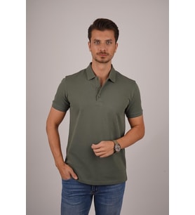 Haki Yaka Desenli Erkek Polo Yaka Tişört