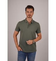 Haki Yaka Desenli Erkek Polo Yaka Tişört