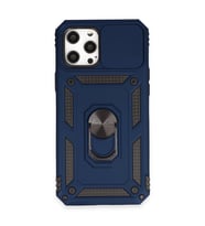 Apple İphone 12 Pro Max Kılıf Pars Lens Yüzüklü Silikon - Lacivert