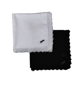 Mim Eşarp - Enba Pamuklu İğne Oyalı Namaz ve Mevlüt Örtüsü 110x110 cm 2 Adet Tek Fiyat (Siyah - Beyaz)