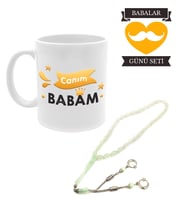 Canım Babam Baskılı Kupa & Fosforlu Bukalemun Tesbih Hediye Seti (Model 1)