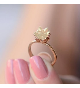 Ayarlanabilir Sarı Lotus Çiçeği 925 Ayar Gümüş Yüzük