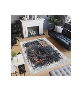Rovigo Home Dijital Baskı Yıkanabilir Kaymaz Taban Salon Halısı RVG0498 (Lacivert)