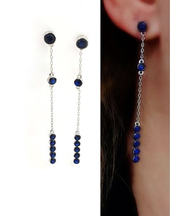 Sky Diamond Blue Creative Sapphire 925ayar Gümüş Lüks Sallantılı Küpe