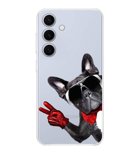 PrintiFy Samsung Galaxy S24 ile Uyumlu Köpek 2 Kamera Korumalı Şeffaf Kılıf