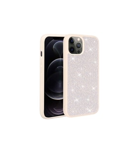 Apple iPhone 14 Pro Uyumlu Kılıf Parlak Taşlı Tasarım Zore Ston Kapak (Beyaz)