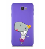 Samsung Galaxy J7 Prime Soft Premier Kapak Pearl Yengeç Tasarımlı Silikon Kılıf - Mor (Şeffaf)