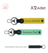 Dayıya Anlamlı Hediye, İsimli & Soyisimli 2’li Anahtarlık Hediye Takımı, Yeşil-Sarı-Siyah