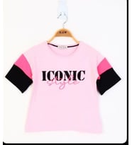 Toontoy Kız Çocuk Garni Detaylı Baskılı Tişört (Pembe)