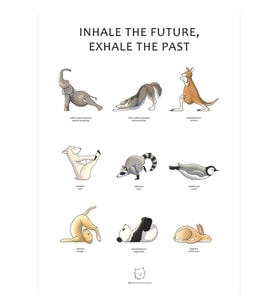 Nefes Al, Nefes Ver: Yoga Hayvanları Tablo Ahşap Poster Dekoratif