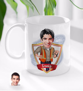 BK Gift Kişiye Özel İsimli Erkek Karikatürlü Beyaz Kupa Bardak-80