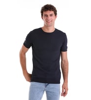 Hatemoğlu Lacivert Slim Fit Düz Bisiklet Yaka Rayon Tişört