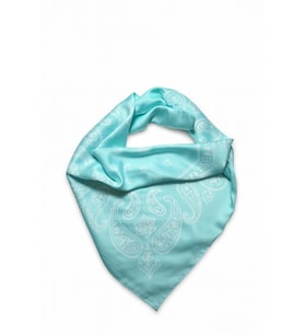 Mint Yeşili Bandana Desenli Kare Fular