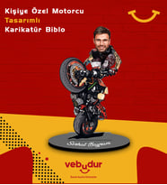 Kişiye Özel Motorcu Tasarımlı Karikatür Biblo Erkek Model-6