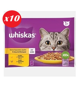 Whiskas Tavuklu ve Hindili Yet. Kedi Maması 4x85Gr Set 10'lu (Çok Renkli)