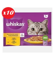 Whiskas Tavuklu ve Hindili Yet. Kedi Maması 4x85Gr Set 10'lu (Çok Renkli)