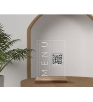 BK Gift Restoran & Cafe & Barlara Özel Ahşap Standlı Pleksi QR Kod Menü, Cafe&Bar için QR kodlu Tabela, QR kodlu Masa Dekoru - 10 ADET (Model 1)