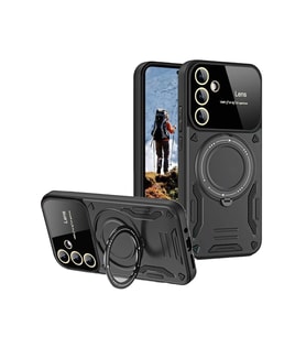 Durukar® Samsung Galaxy S24 FE Kılıf Joy Lens Standlı Kapak - Siyah