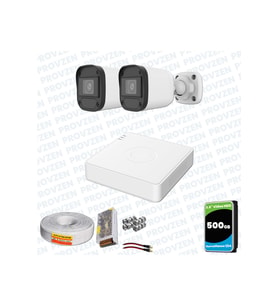 Provzen Hikvision Unv 2'li Full HD Güvenlik Kamerası Set Gece Görüş, Mikrofon, Olay Anında Bildirim