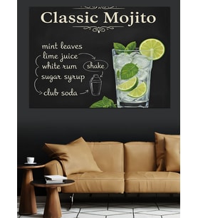 Klasik Mojito Tarifi Menüsü Dekoratif Kanvas - Mdf Ahşap Tablo
